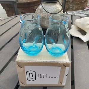 Adorable SAFFI: Small Soft Blue Carafe, Hand Blown NIB